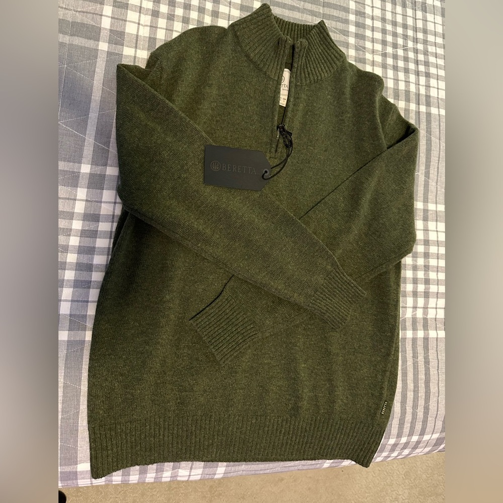 BERETTA: Dorset Half Zip Sweater - Green - Large